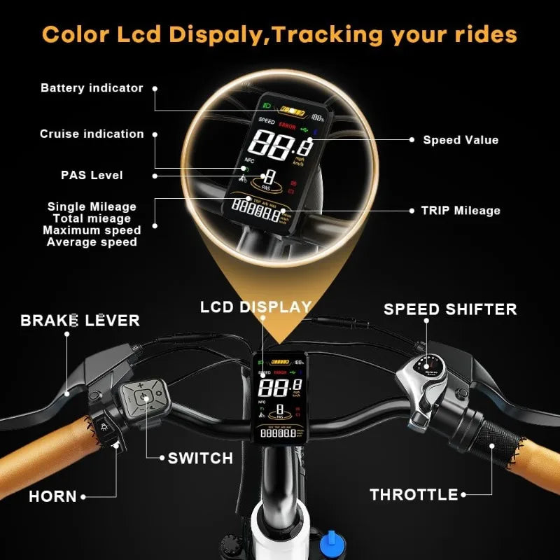 Peak Electric Mountain Bike for Adults Removable Battery