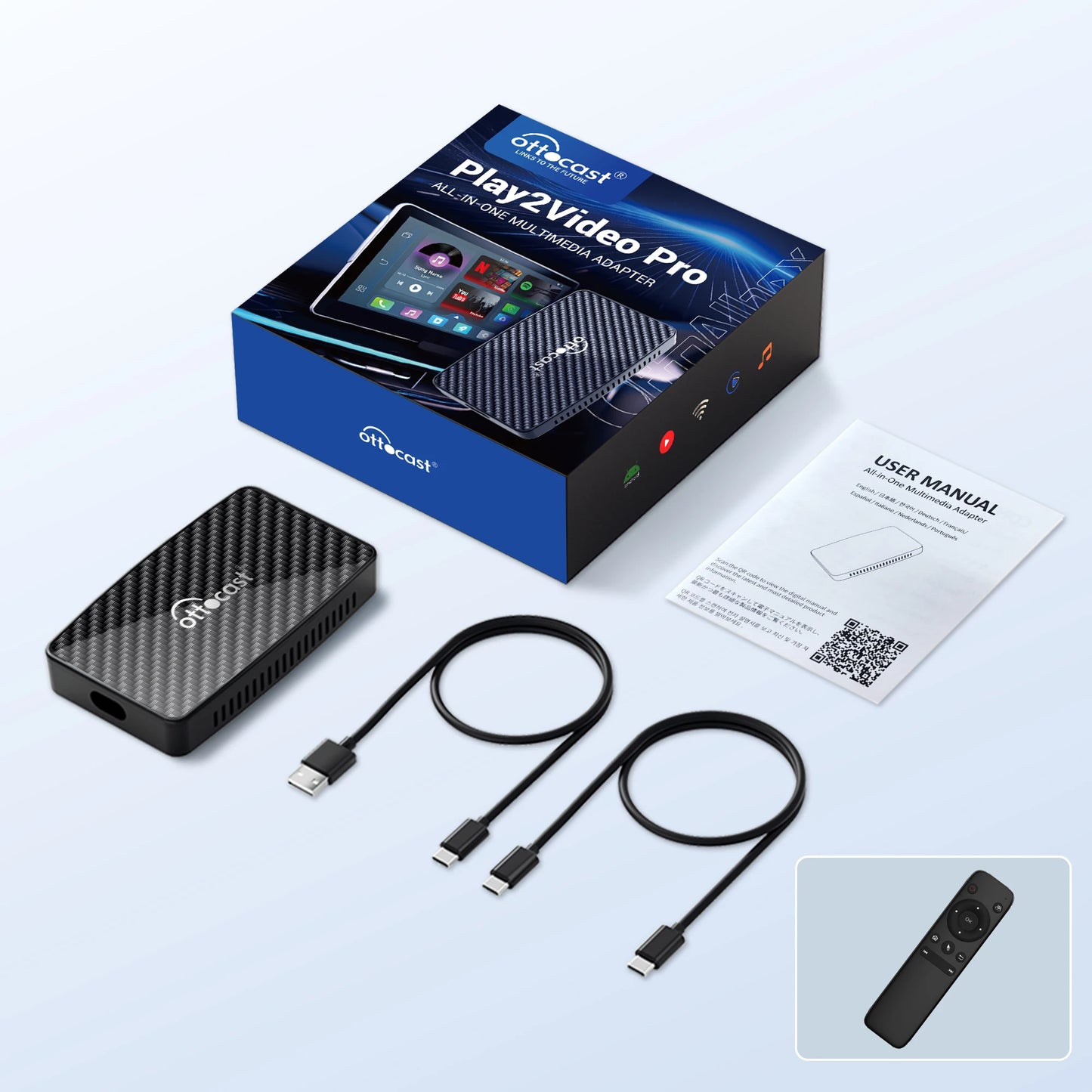 OTTOCAST Play2Video Wireless CarPlay Android Auto Adapter