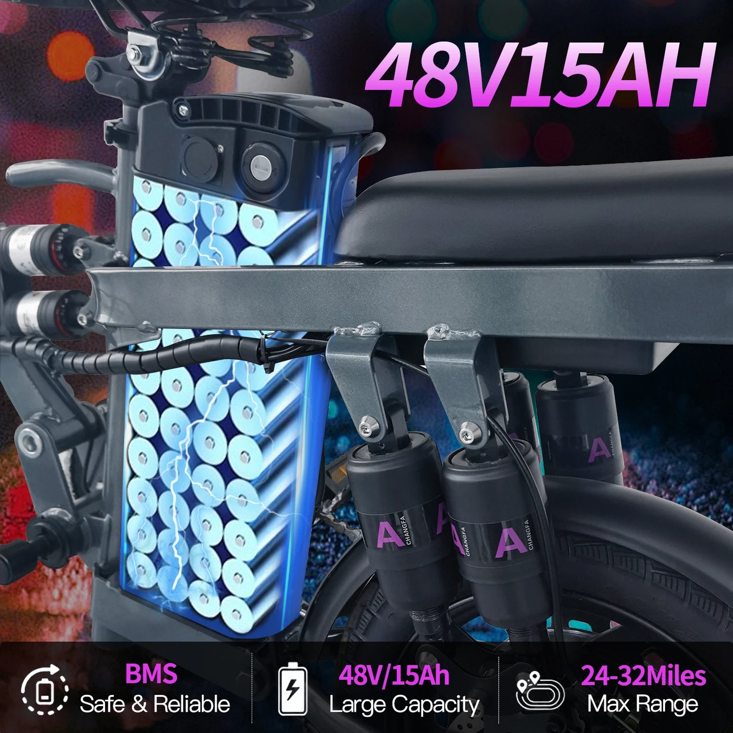 Electric Folding Ebike For Adults 600W 25 MPH Commuter