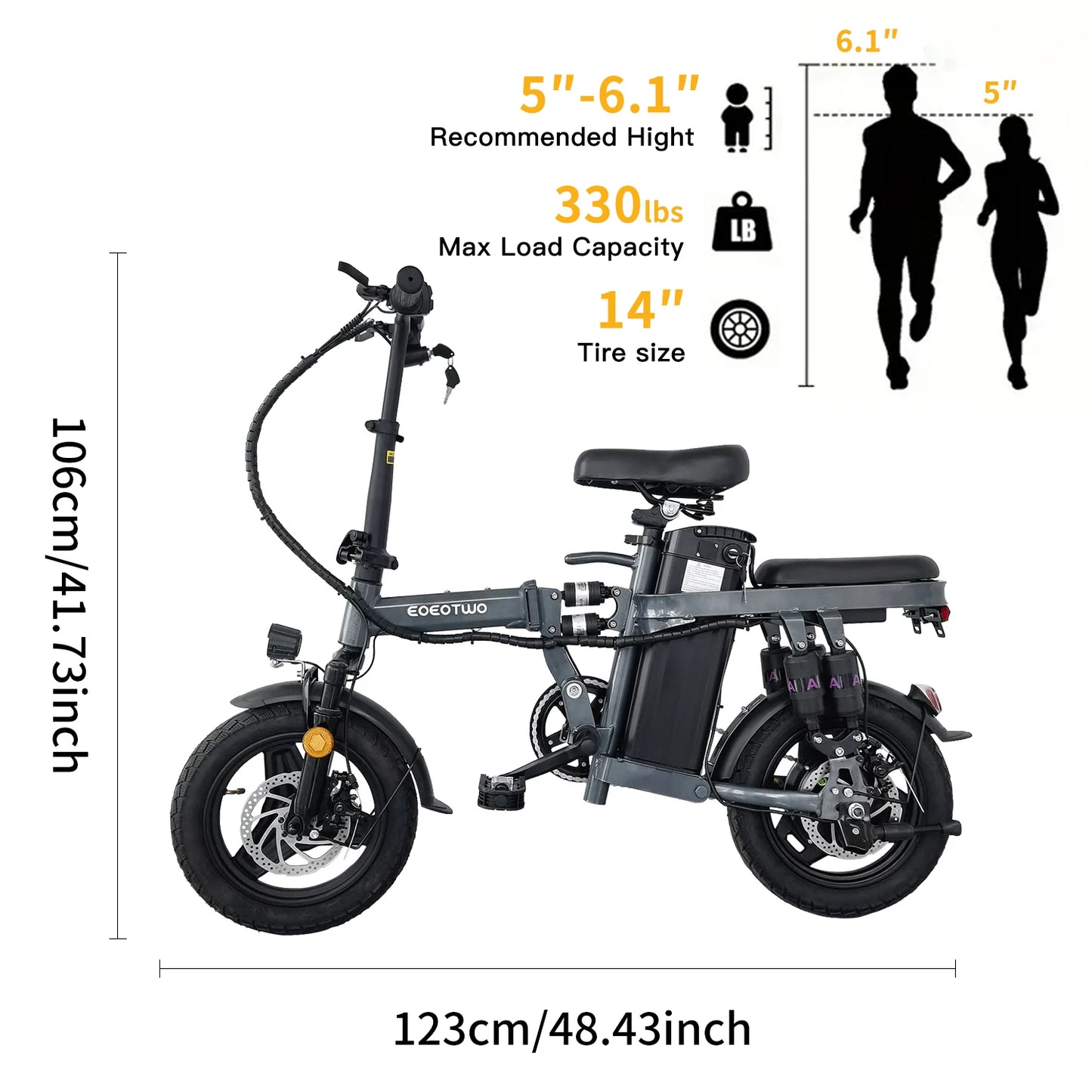 Electric Folding Ebike For Adults 600W 25 MPH Commuter