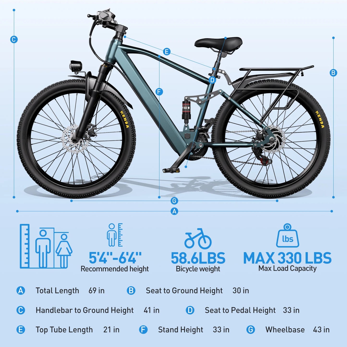 Electric Mountain Bike 500W Motor With 36V Battery LCD