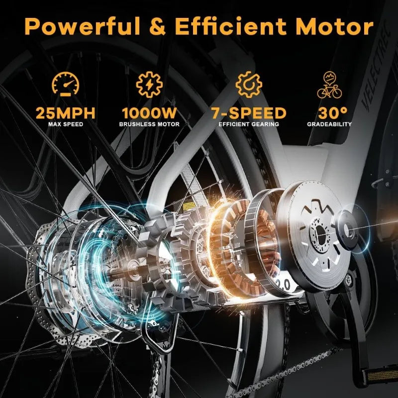 Peak Electric Mountain Bike for Adults Removable Battery