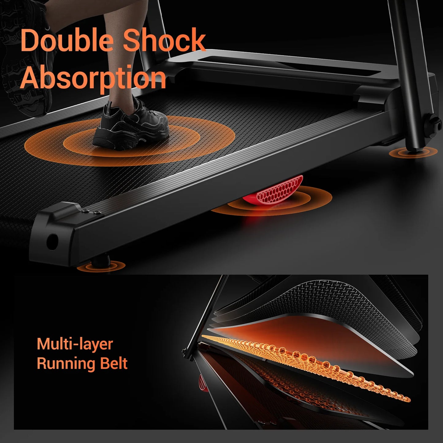 Brushless Foldable Treadmill 3HP Quiet Home 300LB Capacity