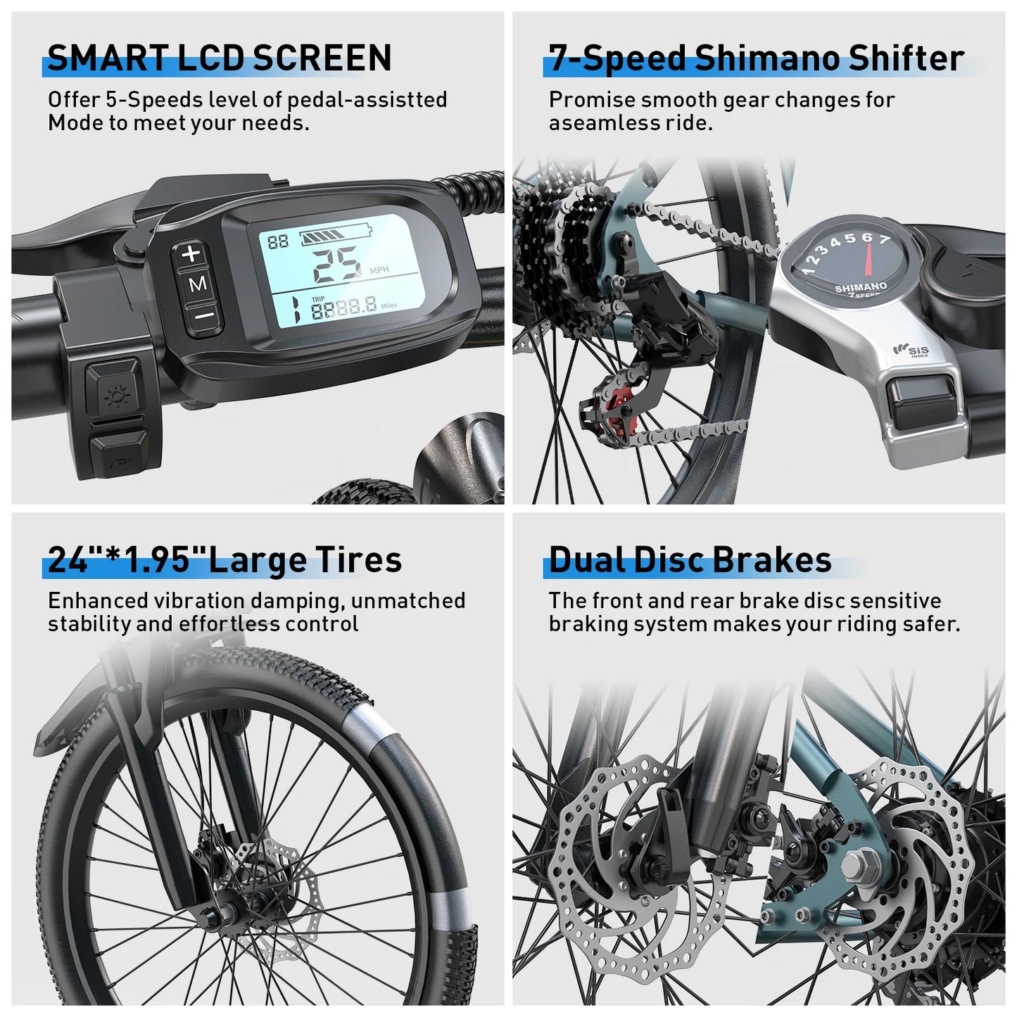 Electric Mountain Bike 500W Motor With 36V Battery LCD
